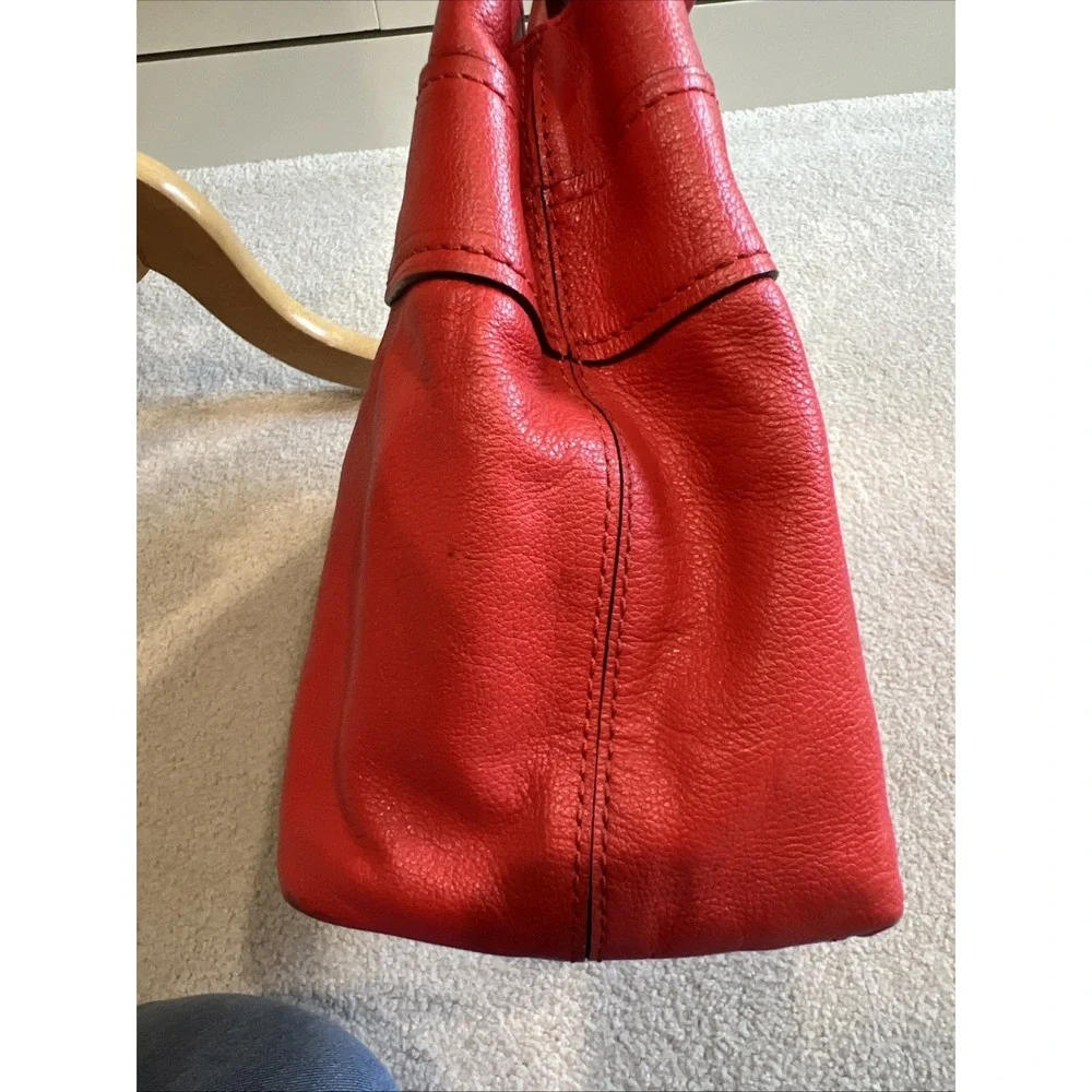 Kate Spade Elena‎ Villabella Orange Red Shoulder Bag Leather Handbag Bow Satchel